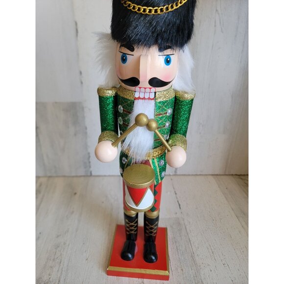 Unique 15"‎ nutcracker drummer glitter wooden home decor Xmas - Picture 3 of 8